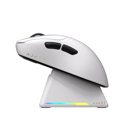 Ajazz професионална геймърска мишка AJ179 PRO - Wireless Gaming Mouse - 8K, Magnetic Charging Dock, White