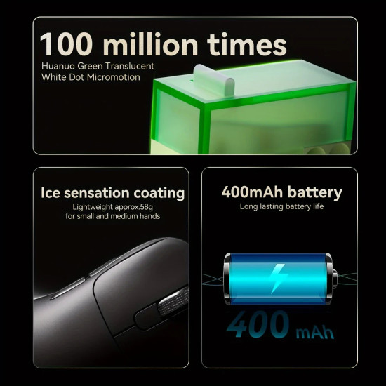 Ajazz професионална геймърска мишка AJ179 APEX - Wireless Gaming Mouse - 8K, Magnetic Charging Dock, Black