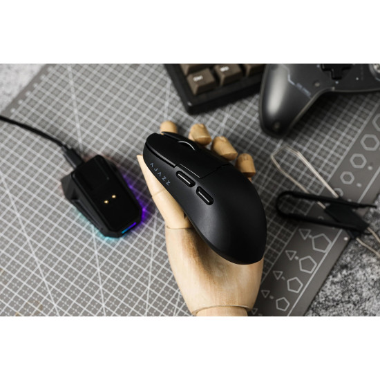 Ajazz професионална геймърска мишка AJ159 PRO - Wireless Gaming Mouse - 8K, Magnetic Charging Dock, White