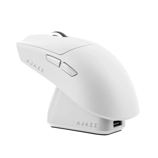 Ajazz професионална геймърска мишка AJ139P V3 MC - Wireless Gaming Mouse - 1K, Magnetic Charging Dock, White