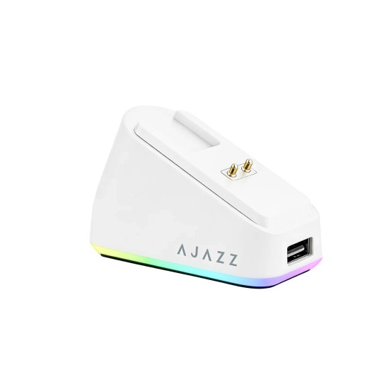 Ajazz професионална геймърска мишка AJ139P V3 MC - Wireless Gaming Mouse - 1K, Magnetic Charging Dock, White