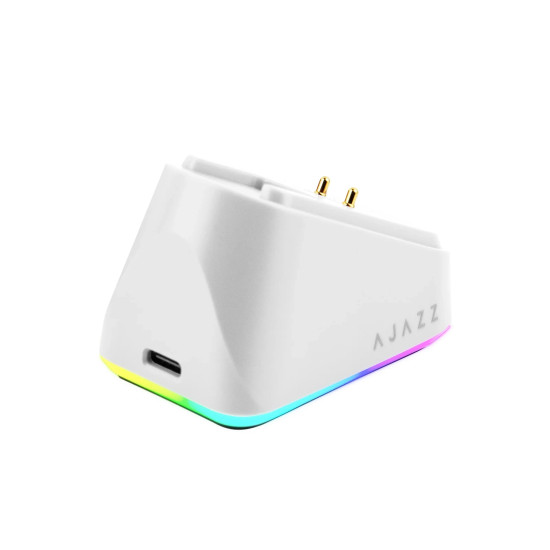 Ajazz професионална геймърска мишка AJ139P V3 MC - Wireless Gaming Mouse - 1K, Magnetic Charging Dock, White