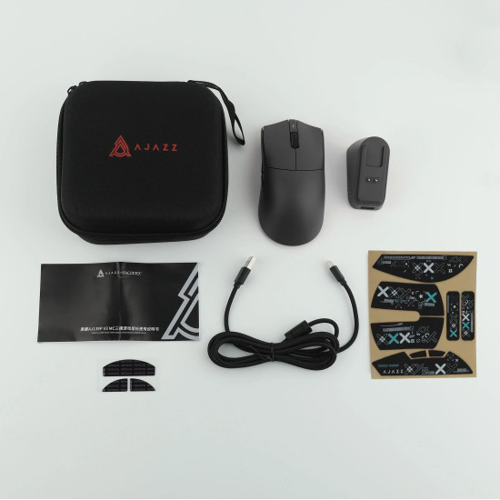 Ajazz професионална геймърска мишка AJ139P V3 MC - Wireless Gaming Mouse - 1K, Magnetic Charging Dock, Black