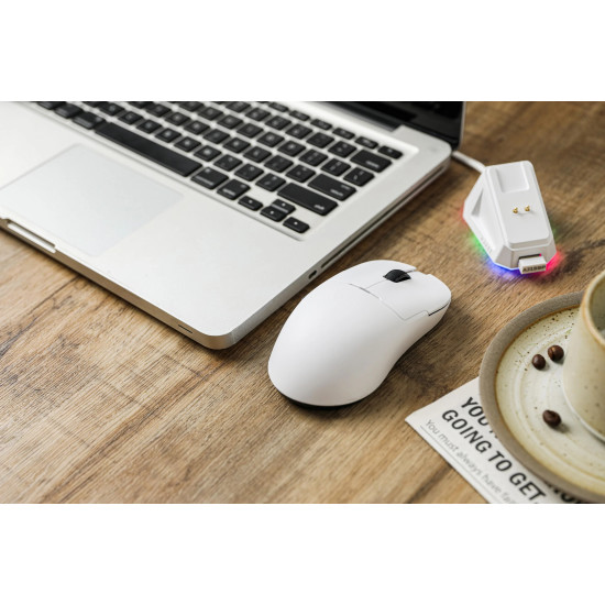 Ajazz професионална геймърска мишка AJ159 APEX - Wireless Gaming Mouse - 8K, Magnetic Charging Dock, White