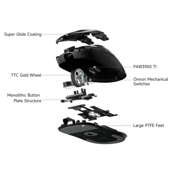 MCHOSE професионална геймърска мишка A7 V2 Ultra Black - Wireless Gaming Mouse - Dual 8K, Omron Mechanical