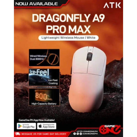 ATK професионална геймърска мишка Wireless Gaming Mouse A9 Pro Max 2.0 Tri-mode Nearlink - 8K, Black
