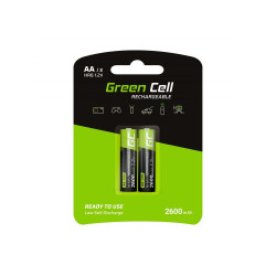 Rechargeable Battery GP R6 AA 2600mAh NiMH 2 pc GR05 GREEN CELL