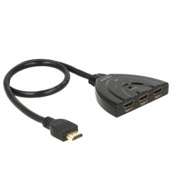 Delock HDMI UHD Switch 3 x HDMI in > 1 x HDMI out 4K with integrated cable 50 cm