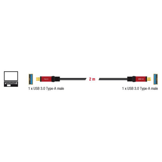 Delock Cable USB 3.0 Type-A male > USB 3.0 Type-A male 2 m Premium Delock Cable USB 3.0 Type-A male > USB 3.0 Type-A male 2 m Premium