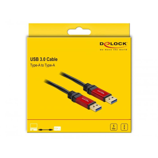 Delock Cable USB 3.0 Type-A male > USB 3.0 Type-A male 2 m Premium Delock Cable USB 3.0 Type-A male > USB 3.0 Type-A male 2 m Premium
