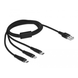 Delock USB Charging Cable 3 in 1 for Lightning™ / Micro USB / USB Type-C™ 1 m black