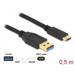 Delock Charging/Data Cable, USB Type-C, 0.5 m, USB 3.2