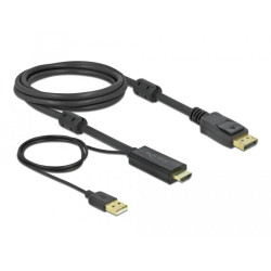 Cable Delock HDMI to DisplayPort cable 4K 30 Hz 2 m, Black