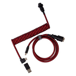 Keychron Premium Angled Red Coiled Aviator Custom USB Cable, USB-C - USB-C, Red