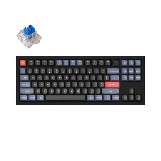 Mechanical Keyboard Keychron V3 TKL Knob QMK Carbon Black, Keychron K Pro Blue Switch, RGB Backlight Mechanical Keyboard Keychron V3 TKL Knob QMK Carbon Black, Keychron K Pro Blue Switch, RGB Backlight
