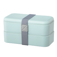 Xavax To Go  Bento Box, 2 Stackable Lunchboxes, 500 ml per Chamber, pastel blue 