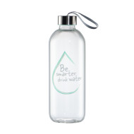 Xavax To Go Glass Bottle, 1l, with Protective Sleeve, Loop, for Carbonated & Hot/Cold