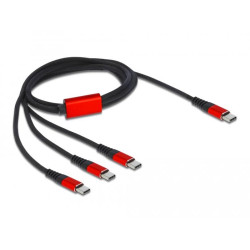 Delock USB Charging Cable 3 in 1 USB Type-C™ to 3 x USB Type-C™ 1 m black / red