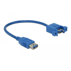 Delock Cable USB 3.0 Type-A female > USB 3.0 Type-A female panel-mount 25 cm
