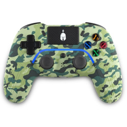 Spartan Gear Aspis 4 Wired PC and Wireless PS4 Controller, PC/PS4 Compbatible, Green Camo