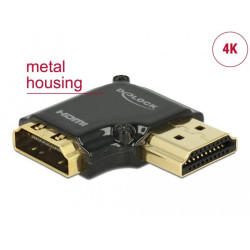 Delock Adapter High Speed HDMI with Ethernet – HDMI-A female > HDMI-A male 4K 90° angled right black