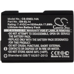 Camera Battery for NIKON EN-EL14, 7.4V, 1030mAh, Li-Ion,, Cameron Sino