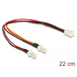 Delock Cable Molex 3 pin female > 2 x Molex 3 pin male (fan) 22 cm