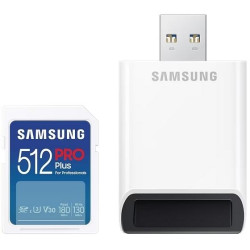 Карта памет Samsung PRO Plus, SD Card, 512GB, USB Четец, Бяла