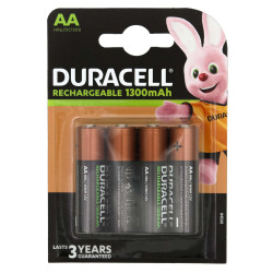 Rechargeable battery DURACELL R6 AA, 1300mAh NiMH, 1.2V, pcs. pack 1.5V