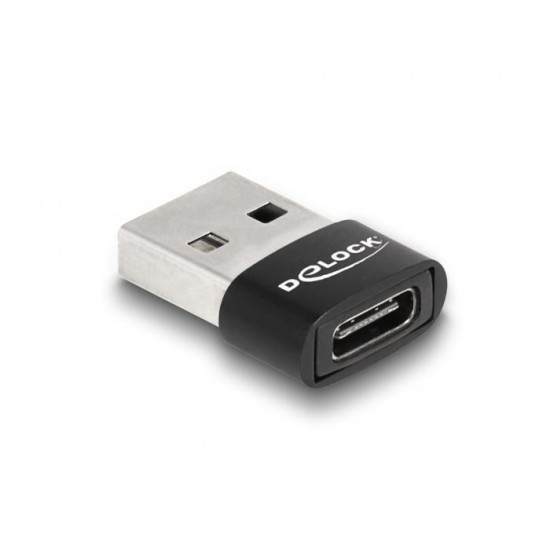Адаптер Delock, USB 2.0, USB Type-A мъжко - USB Type-C женско, Черен Адаптер Delock, USB 2.0, USB Type-A мъжко - USB Type-C женско, Черен