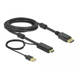 Cable Delock HDMI to DisplayPort cable 4K 30 Hz 3 m, Black