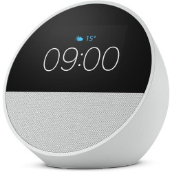 All-new Echo Spot (2024 release), Smart alarm clock with vibrant sound + Alexa, Glacier White