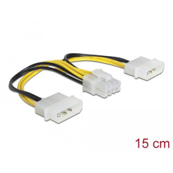 Delock Power cable 2 x 4 pin Molex male > 8 pin EPS male 15 cm