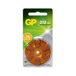 Zink Air battery GP ZA312 6pcs. button for Hearing aids
