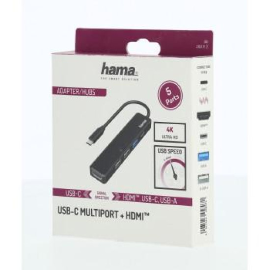 USB-C, 5-портов хъб, HAMA-200117