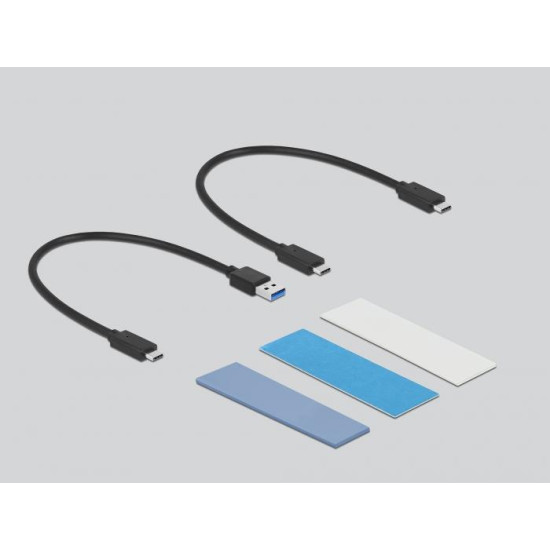 Delock External USB Type-C™ Combo Enclosure for M.2 NVMe PCIe or SATA SSD - tool free