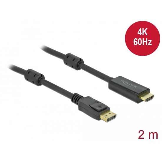 Delock Active DisplayPort 1.2 to HDMI Cable 4K 60 Hz 2 m