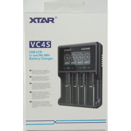 Charger  4 channel LCD display USB VC4SL, Universal Charger, LiIon & NIMH, 18650, CR123; AA, AAA  -  XTAR