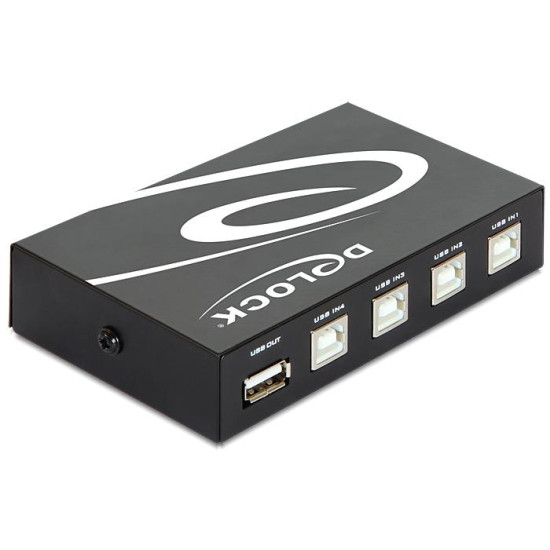 Превключвател Delock Ръчен, 4 x USB 2.0 порта, Черен