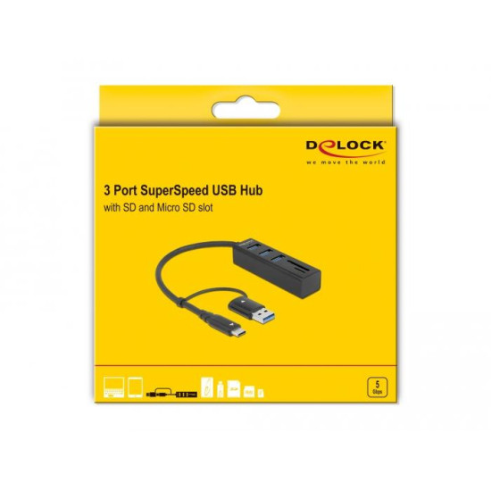 USB Хъб, 3 порта, DELOCK-63859
