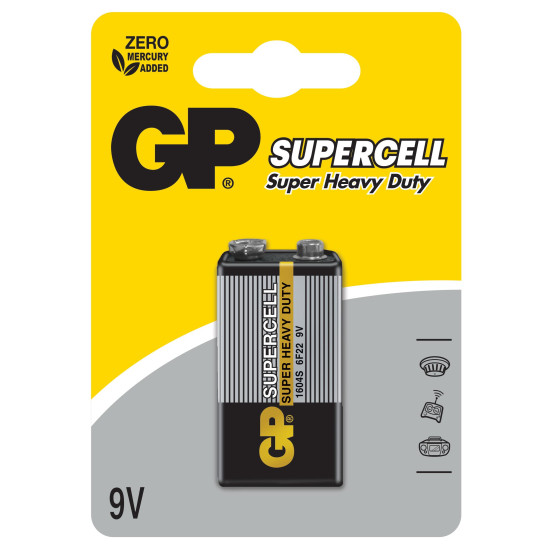 Zinc carbonic battery GP  6F22 Supercell 1 pcs.  9V