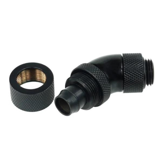 Компресионен фитинг Alphacool, 13/10 - G1/4, 45°, Въртящ се, Черен мат