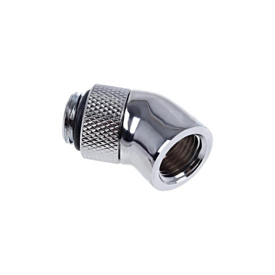 Alphacool Eiszapfen angled adaptor 45° rotatable G1/4 outer thread to G1/4 inner thread - chrome