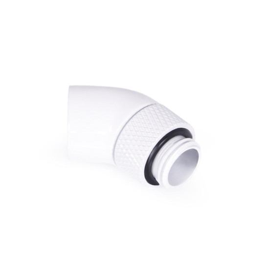 Alphacool Eiszapfen angled adaptor 45° rotatable G1/4 outer thread to G1/4 inner thread - White