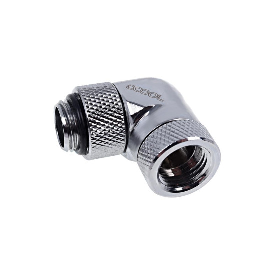 Alphacool Eiszapfen angled adaptor 90° rotatable G1/4 outer thread to G1/4 inner thread - chrome