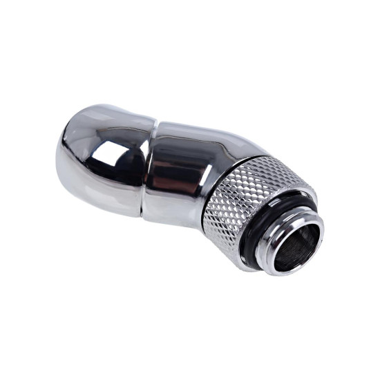 Alphacool Eiszapfen angled adaptor double-45° rotatable G1/4 outer thread to G1/4 inner thread - chrome