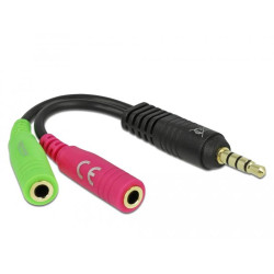 Delock Audio Adapter, 4-pin 3.5 mm Jack Plug - 2 x 3-pin 3.5 mm Jack Headset