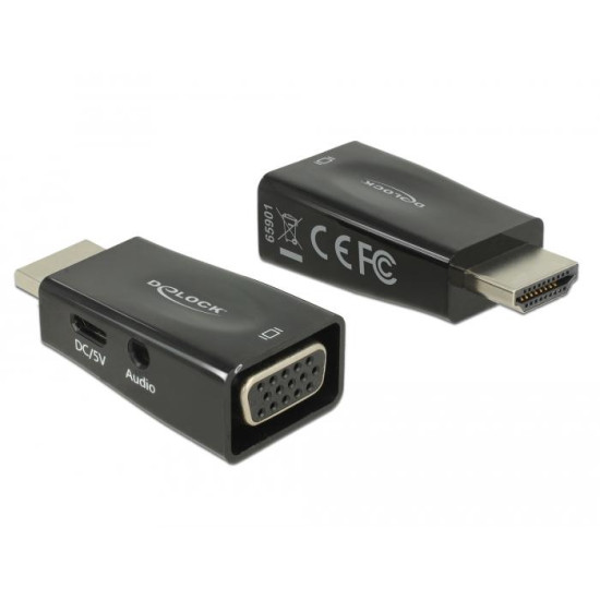 Delock Adapter HDMI-A male > VGA female with Audio, Black
