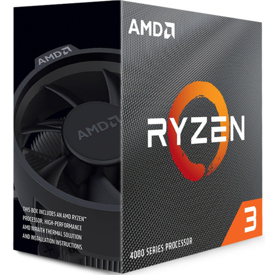 CPU AMD Ryzen 3 4100, AM4 Socket, 4 Cores, 8 Threads, 3.8GHz(Up to 4.0GHz), 6MB Cache, 65W, BOX
