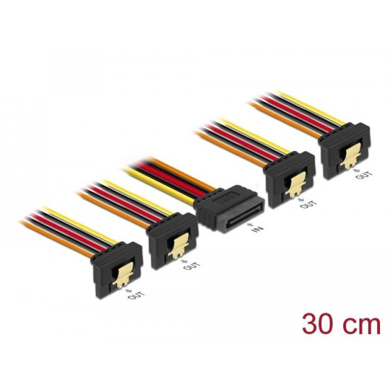 Delock Cable SATA 15 pin power plug with latching function > SATA 15 pin power receptacle 4 x down 30 cm